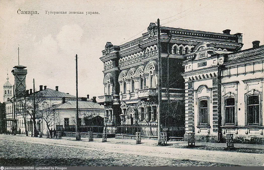 Самара, Саратовская улица, земская управа и пожарная каланча, 1900–1915 гг.